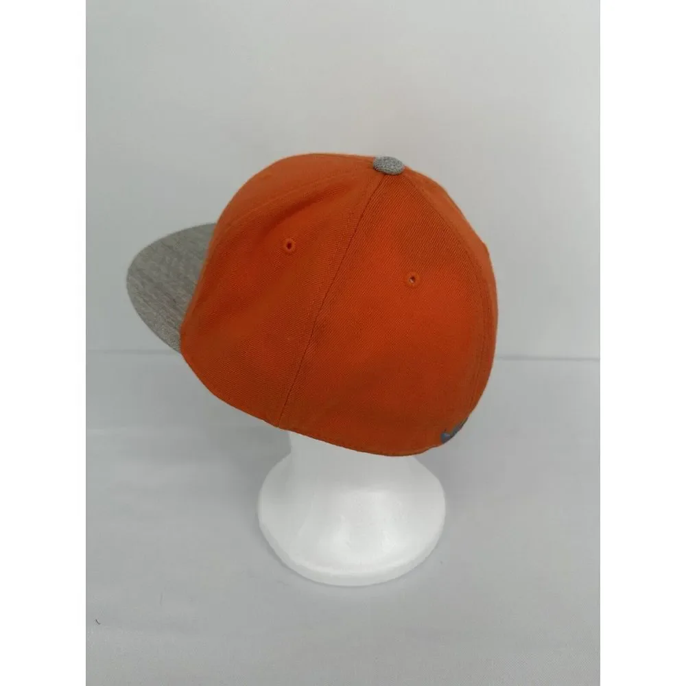 Adidas Flex Fit Hat 210 Fitted Flexfit 7 1/4 - 7 5/8 Orange And Gray‎ Cap Logo